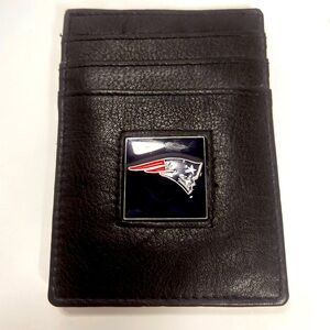 NFL New England Patriots Leather Wallet/Money Clip. Magnet Clip. Black